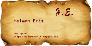 Heiman Edit névjegykártya